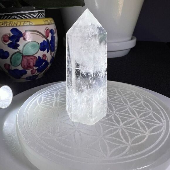 Clear Quartz Crystal Obelisk Meditation Tower (#2) - Picture 7 of 12